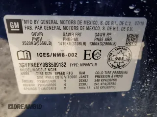 2011 Cadillac SRX Performance Collection with VIN 3GYFNEEY0BS509132, listed as a Copart auction lot 52616095 with 172,911 mi miles and Salvage Title. Bid and sale history available at carsss.com. Image 13.