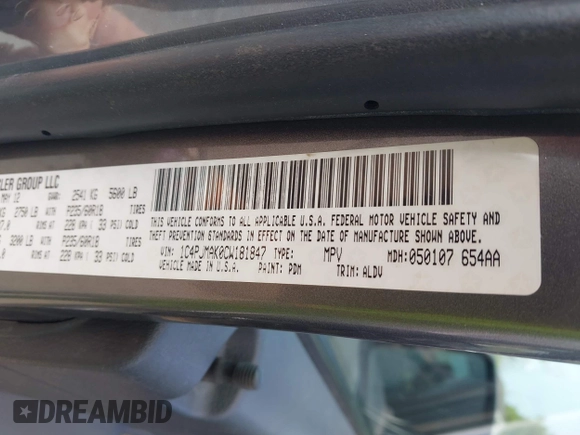 2012 Jeep Liberty Arctic with VIN 1C4PJMAK0CW181847, listed as a IAAI auction lot 42622770 with 229,432 mi miles and . Bid and sale history available at DreamBid. Image 9.