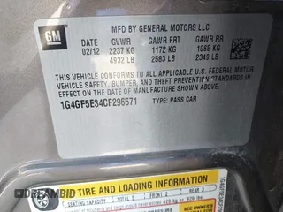 2012 Buick LaCrosse Premium 2 with VIN 1G4GF5E34CF296571, listed as a IAAI auction lot 41762990 with 91,527 mi miles. Bid and sale history available at carsss.com. Image 9.
