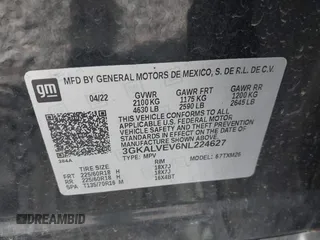 2022 GMC Terrain SLT с VIN 3GKALVEV6NL224627, выставлен на аукционе IAAI как лот 42639215 с пробегом 64 037 миль миль и . История ставок и продаж доступна на DreamBid. Изображение 9.