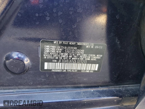 2013 Subaru Impreza Sedan WRX WRX STI with VIN JF1GV8J65DL027271, listed as a Copart auction lot 69792904 with 0 mi miles and Salvage Title. Bid and sale history available at carsss.com. Image 14.