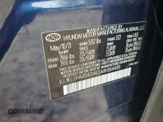 2021 Hyundai Santa Fe Limited with VIN 5NMS4DAL5MH364420, listed as a Copart auction lot 45100625 with 62,974 mi miles and Non Repairable. Bid and sale history available at carsss.com. Image 12.