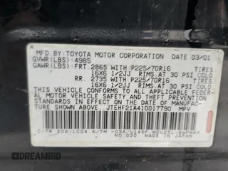 2001 Toyota Highlander z VIN JTEHF21A410017790, wystawiony jako Copart lot #44321405 z przebiegiem 165 648 mil mil oraz Szkoda całkowita • Salvage title. Historia ofert i sprzedaży dostępna na DreamBid. Obrazek 13.