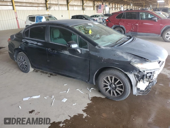 2013 Honda Civic LX with VIN 2HGFB2F52DH509724, listed as a Copart auction lot 54109225 with 109,034 mi miles and Salvage Title. Bid and sale history available at DreamBid. Image 4.