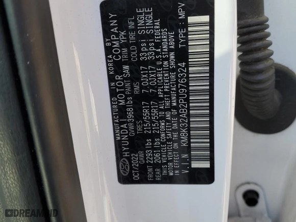 2023 Hyundai Kona SEL with VIN KM8K32AB2PU976324, listed as a Copart auction lot 48192755 with 27,042 mi miles and Salvage Title. Bid and sale history available at carsss.com. Image 12.