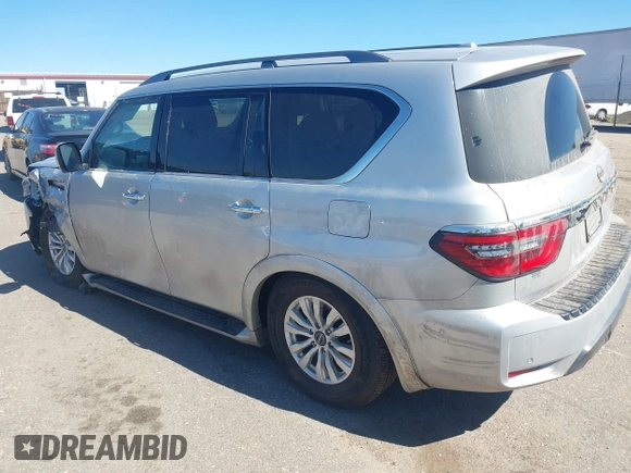 2021 Nissan Armada SV with VIN JN8AY2AD5M9662267, listed as a IAAI auction lot 40473229 with 77,356 mi miles. Bid and sale history available at carsss.com. Image 3.