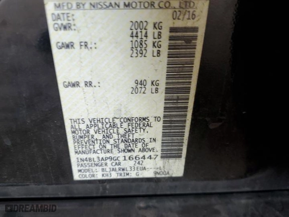2016 Nissan Altima 3.5 SL with VIN 1N4BL3AP9GC166447, listed as a Copart auction lot 51162735 with 159,506 mi miles and Salvage Title. Bid and sale history available at carsss.com. Image 12.