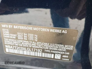 2020 BMW 7 Series 740i with VIN WBA7T2C0XLGL17192, listed as a IAAI auction lot 41499724 with 80,783 mi miles and . Bid and sale history available at DreamBid. Image 9.