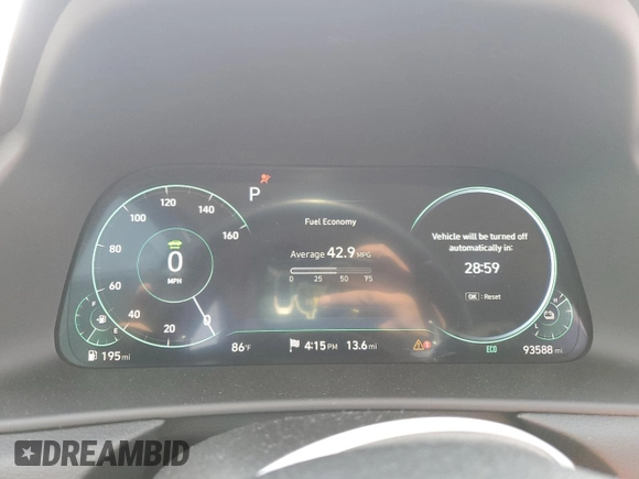 2020 Hyundai Sonata Hybrid Limited with VIN KMHL54JJ0LA012530, listed as a Copart auction lot 53171094 with 93,588 mi miles and Salvage Title. Bid and sale history available at carsss.com. Image 9.