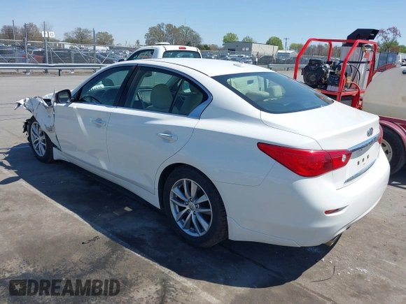 2014 Infiniti Q50 Premium with VIN JN1BV7APXEM691474, listed as a IAAI auction lot 41884939 with 135,559 mi miles. Bid and sale history available at carsss.com. Image 3.