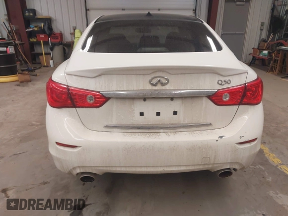 2017 Infiniti Q50 2.0t with VIN JN1CV7AP5HM641168, listed as a IAAI auction lot 41696943 with 106,855 mi miles and . Bid and sale history available at carsss.com. Image 17.