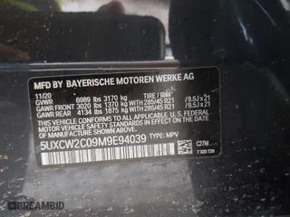 2021 BMW X7 xDrive40i with VIN 5UXCW2C09M9E94039, listed as a IAAI auction lot 41473138 with 1 mi miles. Bid and sale history available at carsss.com. Image 9.