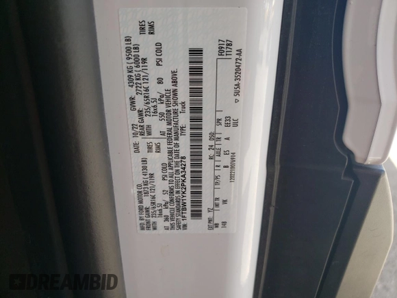 2023 Ford Transit with VIN 1FTBW1YK2PKA34278, listed as a Copart auction lot 70007844 with 42,896 mi miles and Salvage Title. Bid and sale history available at DreamBid. Image 13.