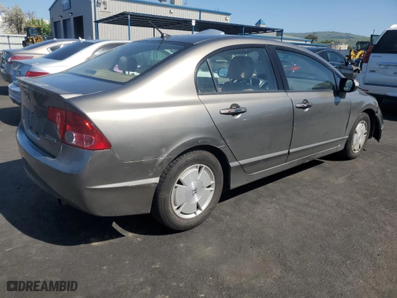2007 Honda Civic Hybrid with VIN JHMFA36277S024617, listed as a Copart auction lot 52017015 with 172,075 mi miles and Salvage Title. Bid and sale history available at carsss.com. Image 3.