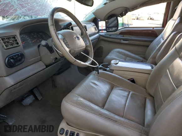 2002 Ford Excursion Limited z VIN 1FMNU42F22ED63582, wystawiony jako Copart lot #87511635 z przebiegiem 384 594 mil mil oraz Czysty tytuł • Clean title. Historia ofert i sprzedaży dostępna na DreamBid. Obrazek 7.