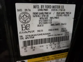 2017 Ford Expedition EL Limited with VIN 1FMJK2AT2HEA22420, listed as a Copart auction lot 43832425 with 96,595 mi miles and Salvage Title. Bid and sale history available at carsss.com. Image 13.