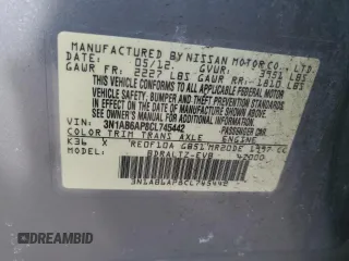 2012 Nissan Sentra 2.0 with VIN 3N1AB6AP8CL745442, listed as a Copart auction lot 48653125 with 97,093 mi miles and Non repairable. Bid and sale history available at DreamBid. Image 12.
