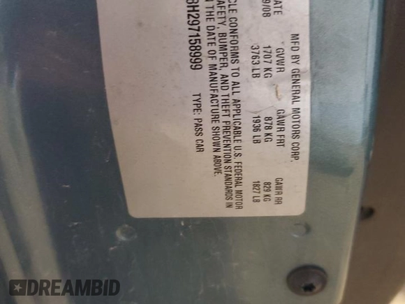 2009 Chevrolet Cobalt with VIN 1G1AL58H297158999, listed as a Copart auction lot 50196425 with Not Provided miles and Salvage Title. Bid and sale history available at DreamBid. Image 13.