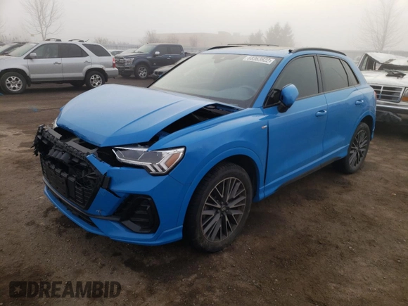 2020 Audi Q3 S line Prestige with VIN WA1FECF35L1004827, listed as a Copart auction lot 68363922 with 34,959 mi miles. Bid and sale history available at carsss.com. Image 1.