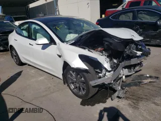 2022 Tesla Model 3 Long Range with VIN 5YJ3E1EB8NF253865, listed as a Copart auction lot 63837392 with 3,768 mi miles and Salvage Title. Bid and sale history available at DreamBid. Image 1.