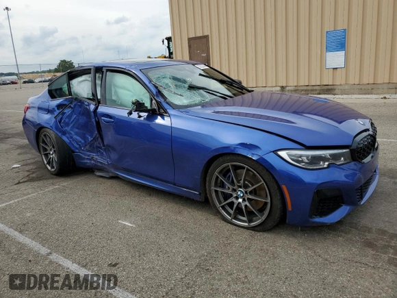 2021 BMW 3 Series M340i xDrive with VIN 3MW5U9J07M8B90157, listed as a Copart auction lot 57823394 with 0 mi miles and Salvage Title. Bid and sale history available at carsss.com. Image 4.