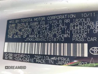 2012 Scion xD with VIN JTKKU4B4XC1018713, listed as a IAAI auction lot 41685966 with 232,623 mi miles and . Bid and sale history available at DreamBid. Image 9.
