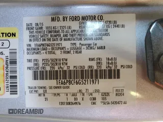 2016 Ford Mustang GT with VIN 1FA6P8CF6G5211971, listed as a Copart auction lot 55161425 with Not provided miles and Salvage title. Bid and sale history available at DreamBid. Image 12.