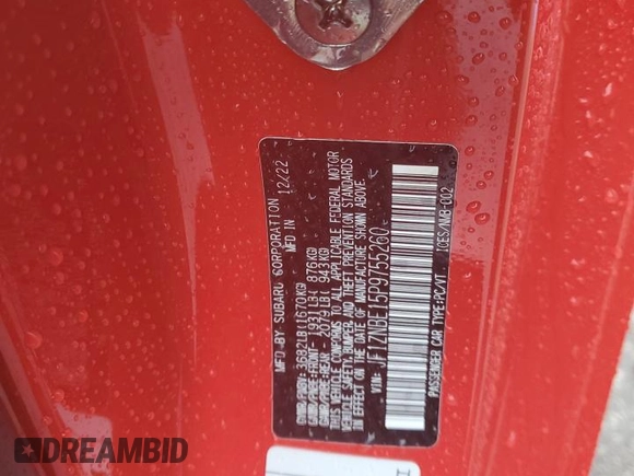2023 Toyota 86 Premium with VIN JF1ZNBE15P9755260, listed as a Copart auction lot 51524735 with 18,117 mi miles and Salvage Title. Bid and sale history available at DreamBid. Image 14.