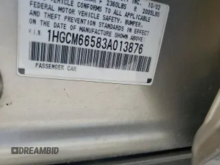 2003 Honda Accord EX z VIN 1HGCM66583A013876, wystawiony jako Copart lot #54890235 z przebiegiem Nie podano mil oraz Szkoda całkowita • Salvage title. Historia ofert i sprzedaży dostępna na DreamBid. Obrazek 12.