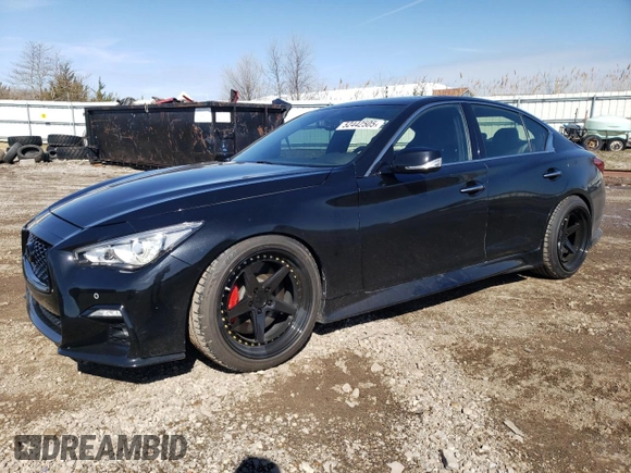 2020 Infiniti Q50 Red Sport 400 with VIN JN1FV7AR3LM660650, listed as a Copart auction lot 52442505 with 27,716 mi miles and Clean Title. Bid and sale history available at carsss.com. Image 1.