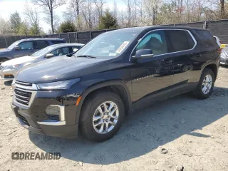 2023 Chevrolet Traverse LS z VIN 1GNERFKW9PJ279511, wystawiony jako Copart lot #49934445 z przebiegiem 11 708 mil mil oraz Szkoda całkowita • Salvage title. Historia ofert i sprzedaży dostępna na DreamBid. Obrazek 1.