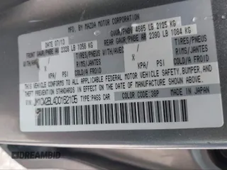 2013 Mazda 5 Sport with VIN JM1CW2BL4D0162105, listed as a IAAI auction lot 41190257 with 186,255 mi miles. Bid and sale history available at carsss.com. Image 9.
