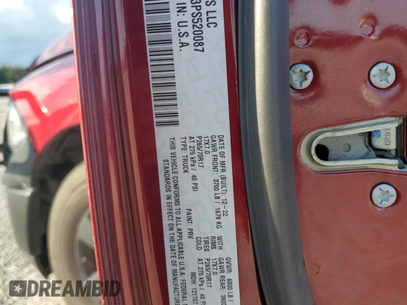 2023 Ram 1500 Tradesman z VIN 1C6RR6FG3PS520087, wystawiony jako Copart lot #73085414 z przebiegiem 38 259 mil mil oraz Szkoda całkowita • Salvage title. Historia ofert i sprzedaży dostępna na DreamBid. Obrazek 12.