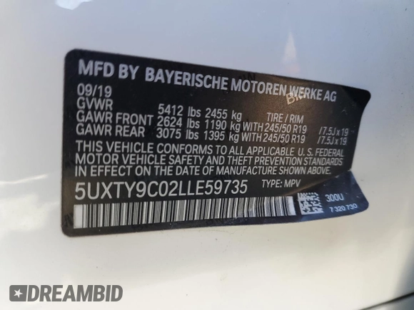 2020 BMW X3 M40i with VIN 5UXTY9C02LLE59735, listed as a Copart auction lot 45928335 with 82,456 mi miles and Salvage Title. Bid and sale history available at DreamBid. Image 13.