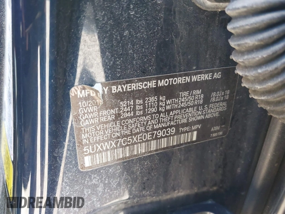 2014 BMW X3 xDrive35i z VIN 5UXWX7C5XE0E79039, wystawiony jako IAAI lot #41824583 z przebiegiem 188 649 mil mil oraz . Historia ofert i sprzedaży dostępna na DreamBid. Obrazek 9.