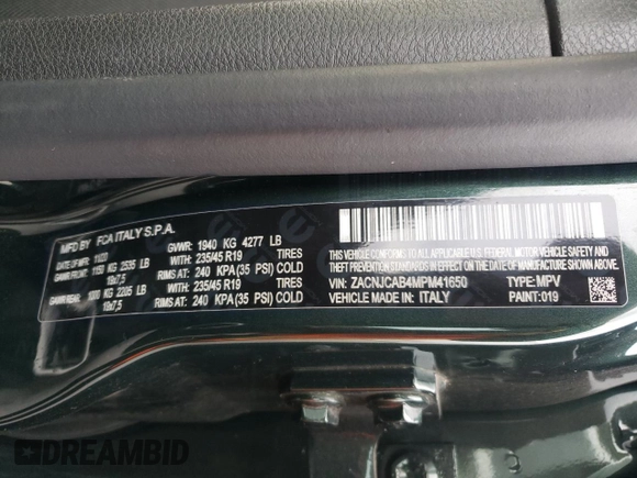 2021 Jeep Renegade Jeepster with VIN ZACNJCAB4MPM41650, listed as a Copart auction lot 44579155 with 35,079 mi miles and Salvage title. Bid and sale history available at DreamBid. Image 14.