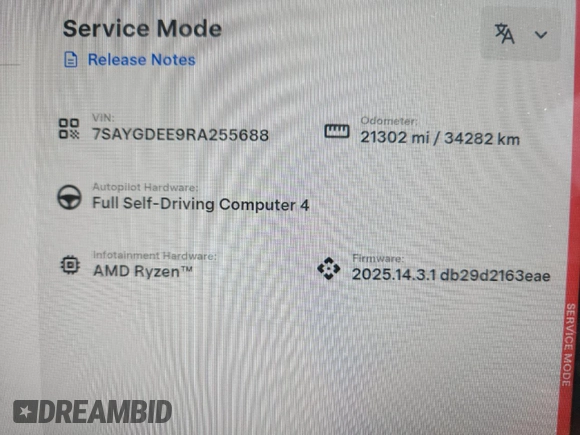 2024 Tesla Model Y Long Range with VIN 7SAYGDEE9RA255688, listed as a Copart auction lot 58918665 with 21,302 mi miles and Salvage title. Bid and sale history available at DreamBid. Image 9.