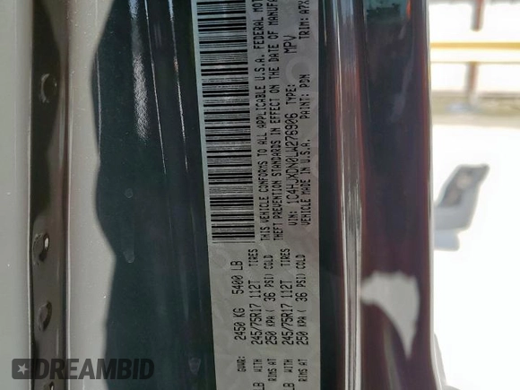 2020 Jeep Wrangler Unlimited Sport S with VIN 1C4HJXDN0LW276906, listed as a Copart auction lot 61099705 with 103,873 mi miles and Salvage title. Bid and sale history available at DreamBid. Image 14.