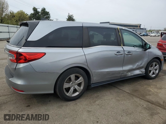 2020 Honda Odyssey EX-L with VIN 5FNRL6H77LB014535, listed as a Copart auction lot 52105275 with 112,542 mi miles and Salvage Title. Bid and sale history available at carsss.com. Image 3.