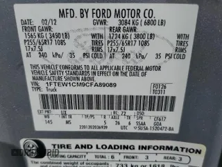 2012 Ford F-150 XL with VIN 1FTEW1CM9CFA89089, listed as a Copart auction lot 53440545 with 94,564 mi miles and Salvage Title. Bid and sale history available at carsss.com. Image 12.