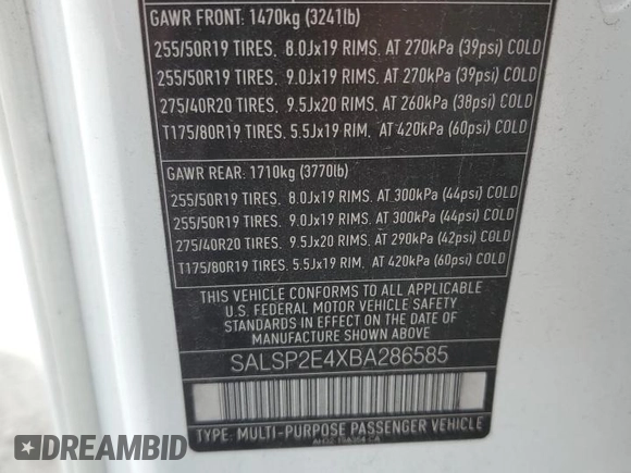 2011 Land Rover Range Rover Sport SC with VIN SALSP2E4XBA286585, listed as a Copart auction lot 61053405 with 86,419 mi miles and Clean title. Bid and sale history available at DreamBid. Image 13.