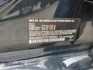 2015 BMW 3 Series 335i xDrive with VIN WBA3B9C57FF589960, listed as a Copart auction lot 59888575 with 69,919 mi miles and Salvage title. Bid and sale history available at DreamBid. Image 12.