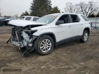 2021 Chevrolet Traverse LS with VIN 1GNEVFKWXMJ163130, listed as a Copart auction lot 44857155 with 0 mi miles and Salvage Title. Bid and sale history available at carsss.com. Image 1.
