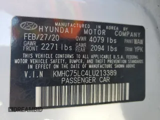 2020 Hyundai Ioniq SE z VIN KMHC75LC4LU213389, wystawiony jako Copart lot #46872255 z przebiegiem 121 142 mil mil oraz Szkoda całkowita • Salvage title. Historia ofert i sprzedaży dostępna na DreamBid. Obrazek 14.