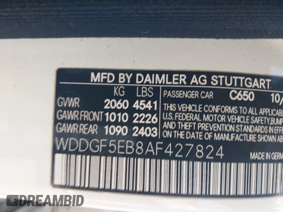 2010 Mercedes-Benz C-Class C 300 Sport with VIN WDDGF5EB8AF427824, listed as a IAAI auction lot 41854930 with 231,776 mi miles. Bid and sale history available at carsss.com. Image 9.