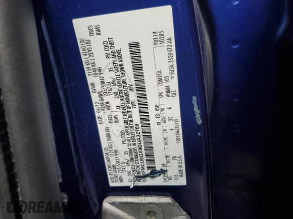 2013 Ford Escape SE with VIN 1FMCU9GX9DUA32769, listed as a Copart auction lot 52163595 with 125,348 mi miles and Clean title. Bid and sale history available at DreamBid. Image 14.