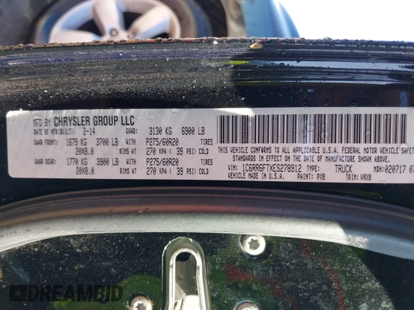 2014 Ram 1500 Express with VIN 1C6RR6FTXES278912, listed as a IAAI auction lot 41694746 with 140,356 mi miles and . Bid and sale history available at DreamBid. Image 9.