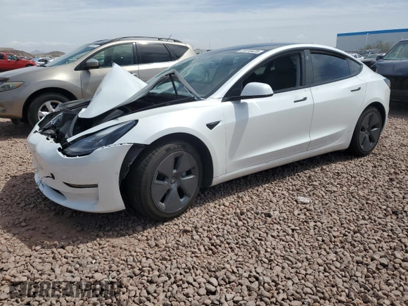 2021 Tesla Model 3 Standard Range Plus with VIN 5YJ3E1EA5MF100477, listed as a Copart auction lot 51516425 with 41,484 mi miles and Salvage Title. Bid and sale history available at carsss.com. Image 1.