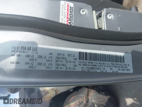 2017 Jeep Patriot Sport SE z VIN 1C4NJRBB9HD194618, wystawiony jako IAAI lot #42006360 z przebiegiem Nie podano mil oraz . Historia ofert i sprzedaży dostępna na DreamBid. Obrazek 9.