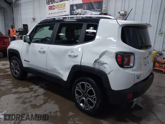 2017 Jeep Renegade Limited with VIN ZACCJBDB4HPG10586, listed as a IAAI auction lot 41410600 with 34,705 mi miles and . Bid and sale history available at DreamBid. Image 3.